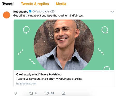 Headspace Twitter post