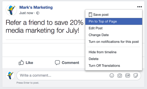 Pinning post screenshot 1