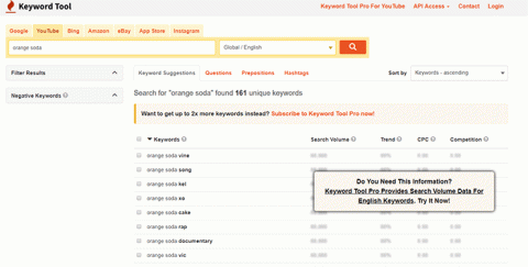 Keyword Tool screenshot