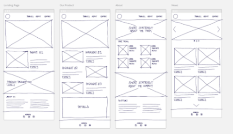 Low fidelity wireframes example