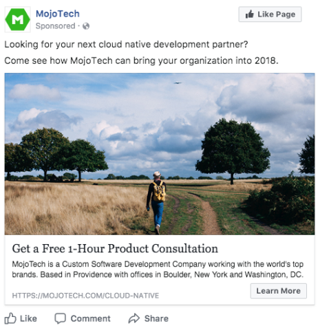 MojoTech Facebook advertisement