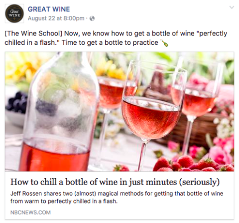 GREAT WINE Facebook post