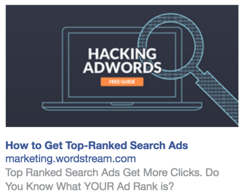 example of sidebar ad on Facebook