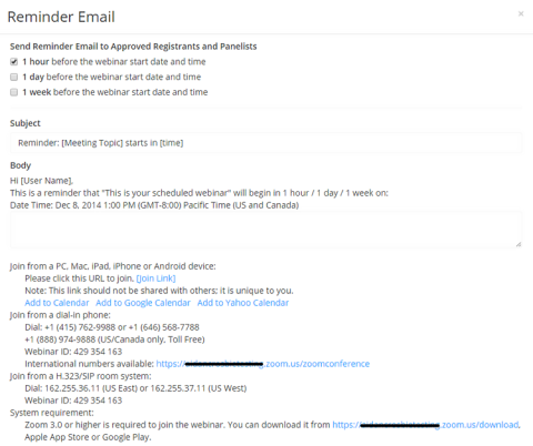 Webinar reminder emails can be automated in three-batches to ensure attendance