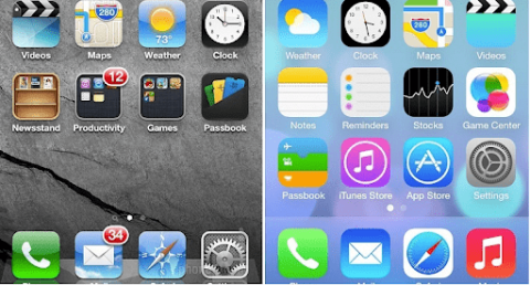 Skeuomorphic vs flat design