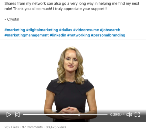 Crystal McFerran used LinkedIn to connect with potential employers.