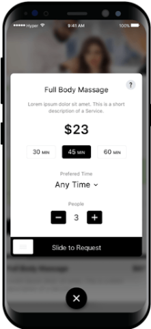 Users can book a massage using the control panels at the bottom of the screen.