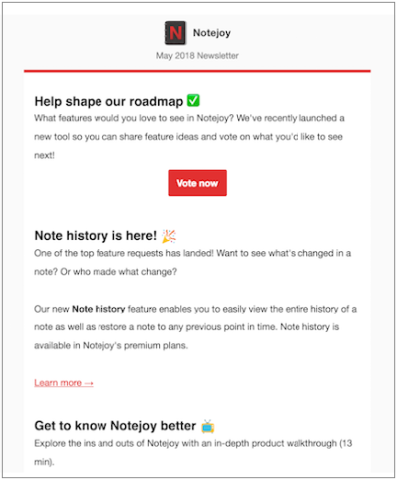 Notejoy email marketing