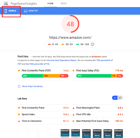 page speed insights