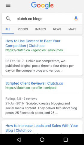 Search results can offer a simple list of website links.