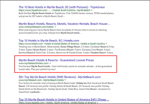 Myrtle Beach hotels Google search