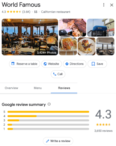 an example of a google business profile review