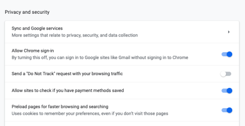 google chrome do not track privacy settings