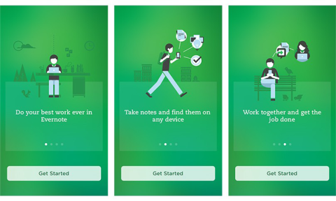Evernote's app onboarding flow shows app's value