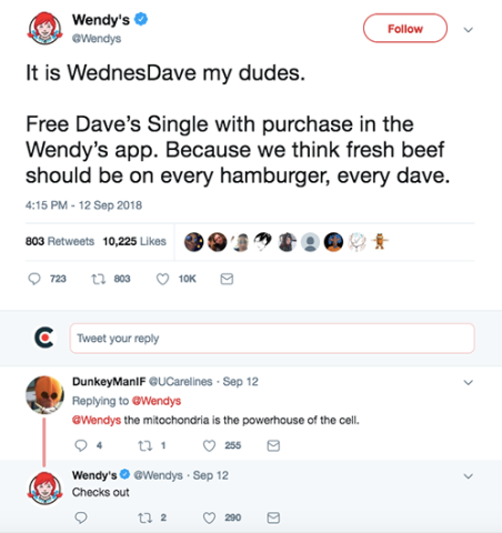 Wendy's Twitter Advertising Their App