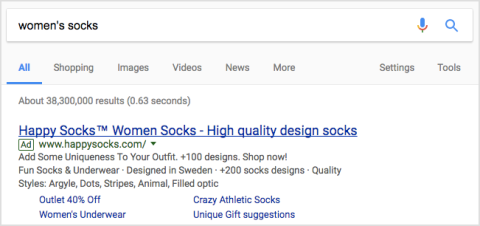 Google search illustration of using AdWords