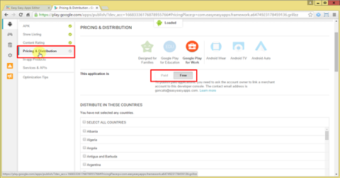 Google Play free or paid screenshot