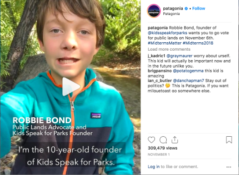 Patagonia was active in encouraging its customer-base to vote in November 2018 for candidates dedicated to protecting public lands