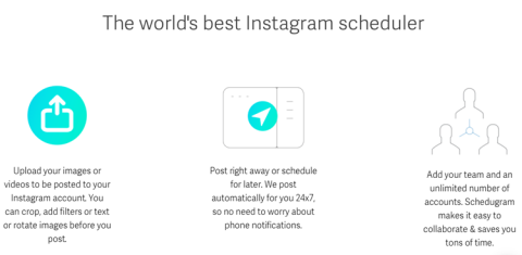 screenshot of Schedugram's homepage
