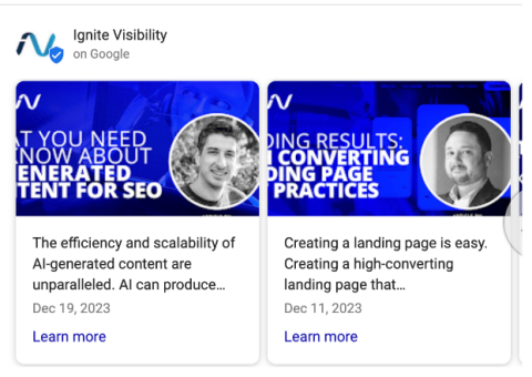 an example of a Google Business profile post