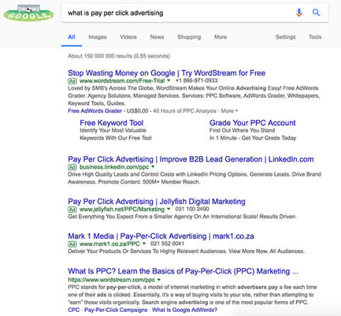 Google AdWords screenshot