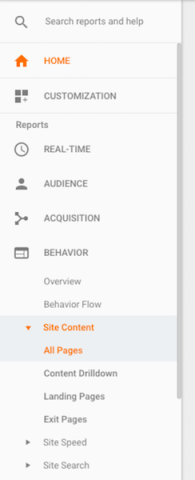 Site Content Analytics Tab
