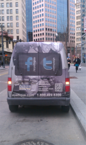 QR code on the back of a car