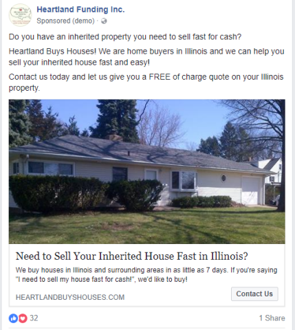 Heartland Funding Facebook advertisement