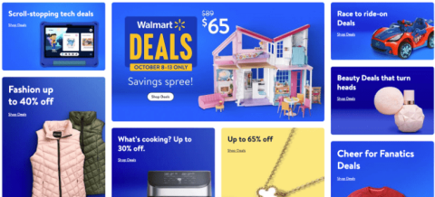 Walmart's homempage focuses on their low prices