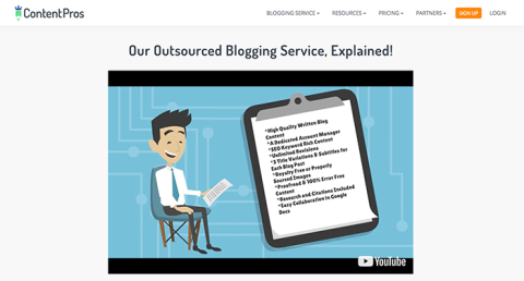 Content Pros website video