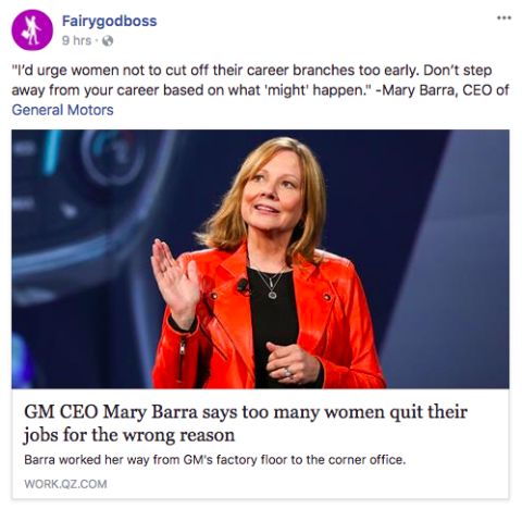 Fairygodboss social media post