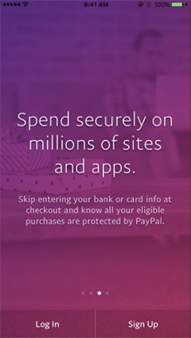 Screenshot of PayPal app
