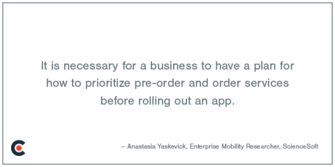 It is necessary for a business to have a plan for how to prioritize pre-order and order services before rolling out an app.