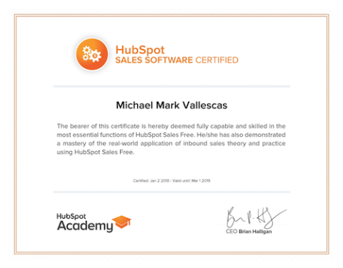 hubspot sales certification