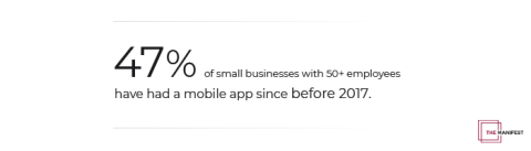47% of small businesses with more than 50 employees have had a mobile app since before 2017
