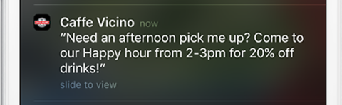 Caffe Vicino push notification