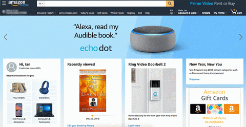 Amazon's homepage