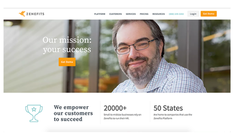 Zenefits home page