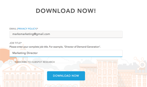 HubSpot's web form for gated content