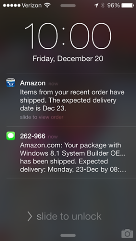 Amazon transactional notification