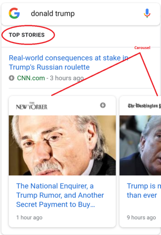 Google AMP search results