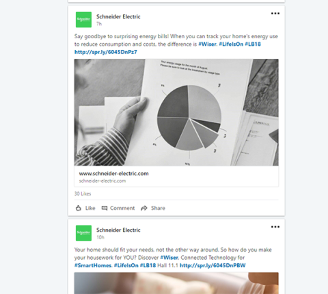 Schneider Electric LinkedIn company page