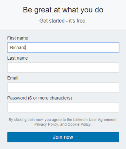 LinkedIn User Web Form