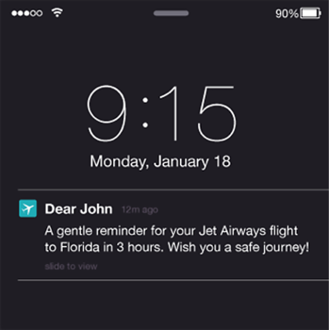 Jet Airways push notification