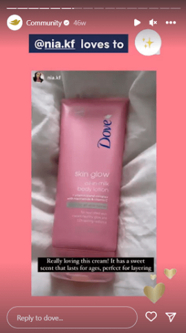 Dove instagram story