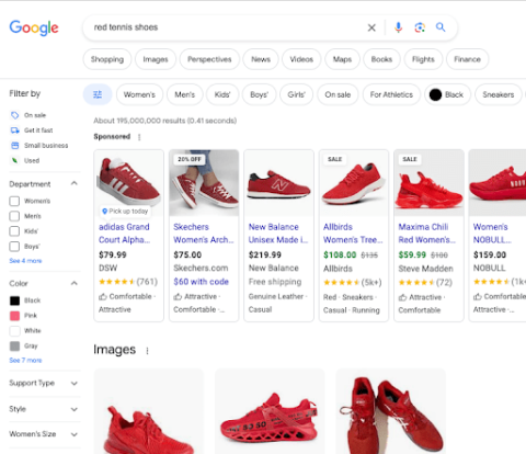 Red tennis shoes search results