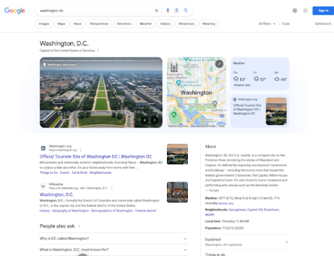 Washington DC search results
