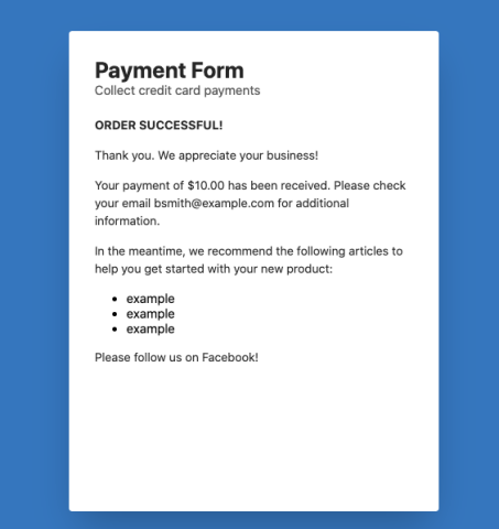 UX writing example for payment details