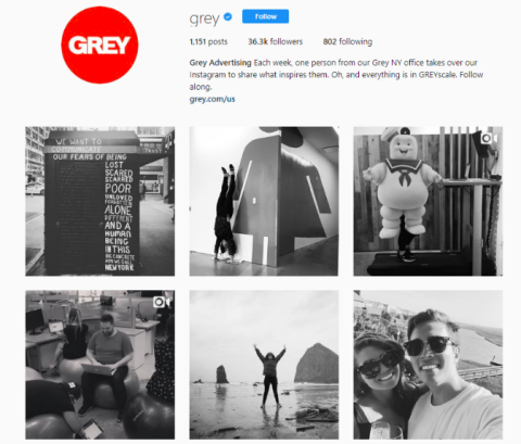 Grey Advertising uses a color scheme that reflects its brand.