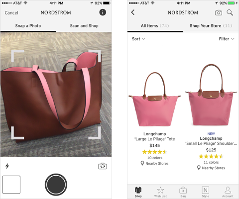 Nordstrom's scan and shop feature